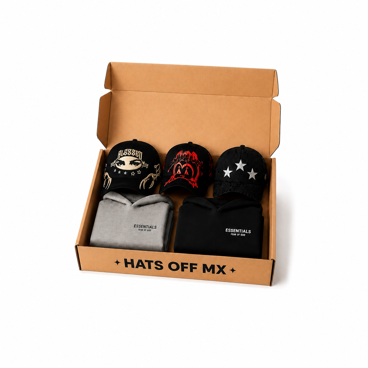 3 GORRAS + 2 HODDIES